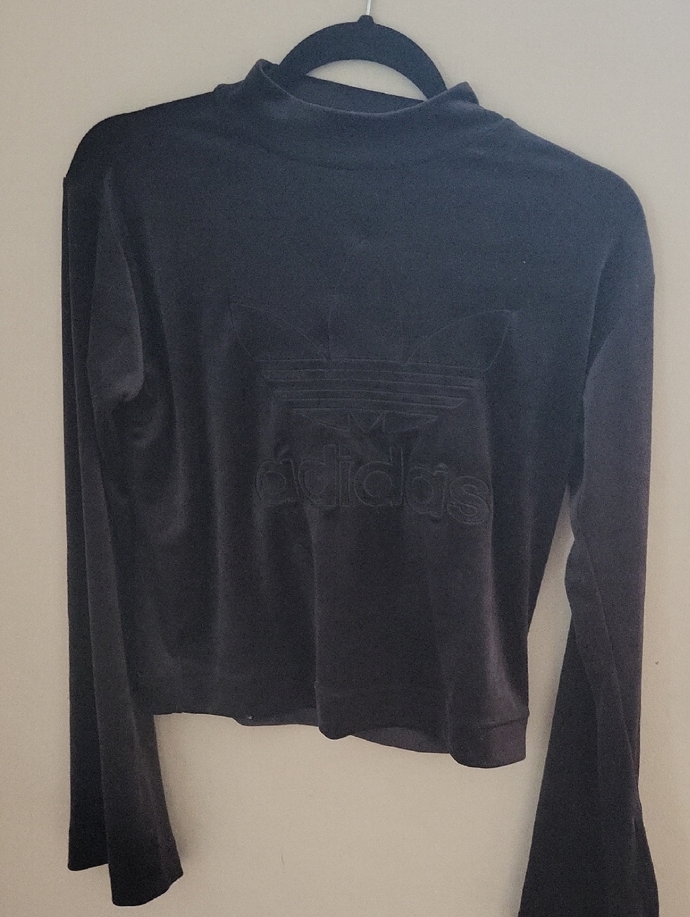 adidas Black Long Sleeve Velvet Logo Pullover